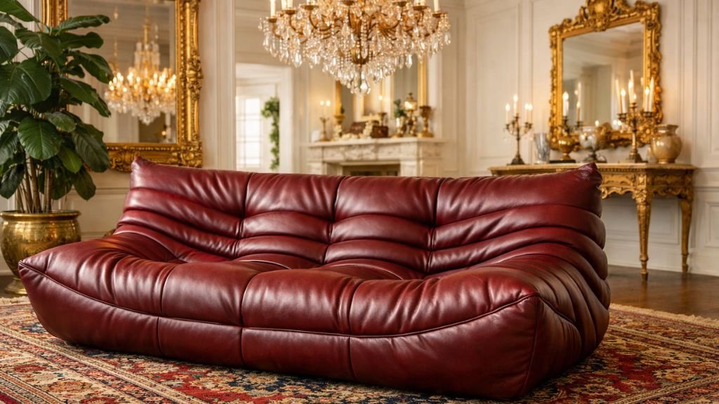 Luxurious gold framed mirrors and crystal chandelier in a high-end living room
