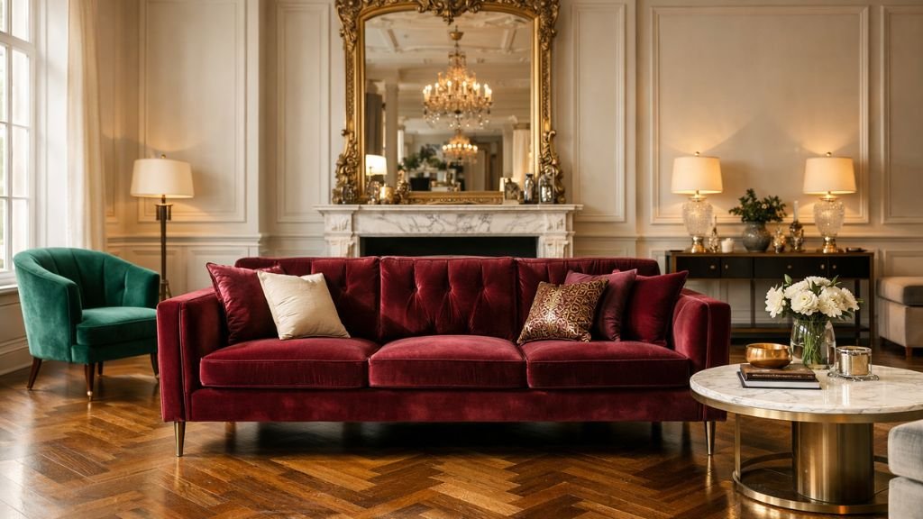 Benefits of owning a luxury velvet sofa in vibrant colors.