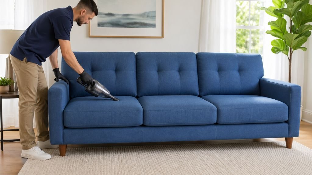 Pros and cons of blue sofa with cleaning maintenance