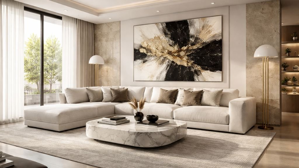 Perfect placement and decor for an L shaped sofa - CozySofaHub.com