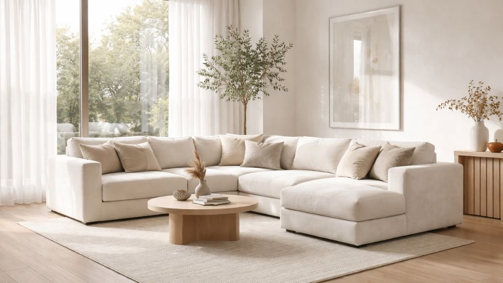 Elegant L-shaped corner sofa design for home