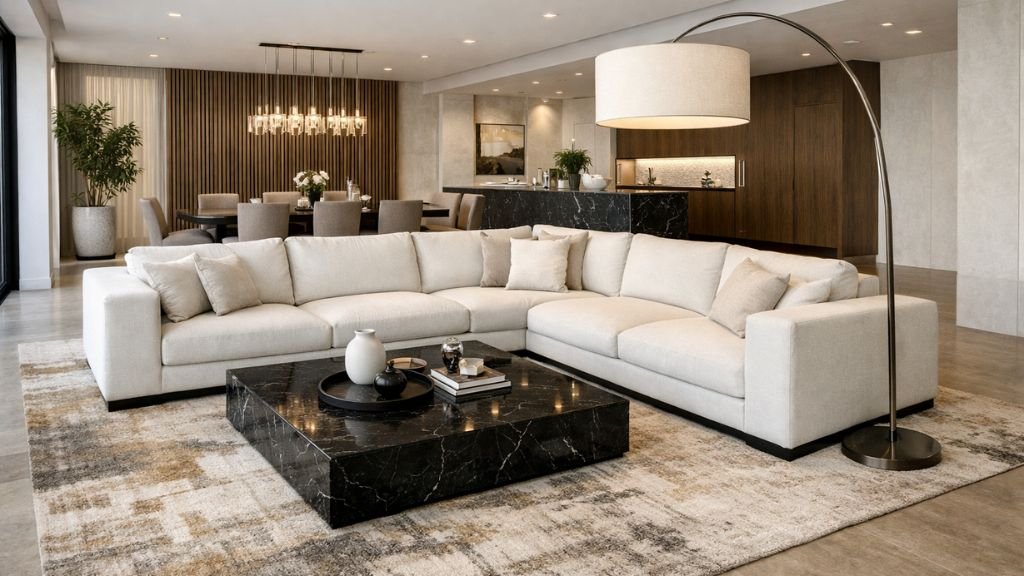 L shaped sofa space planning and corner placement - CozySofaHub