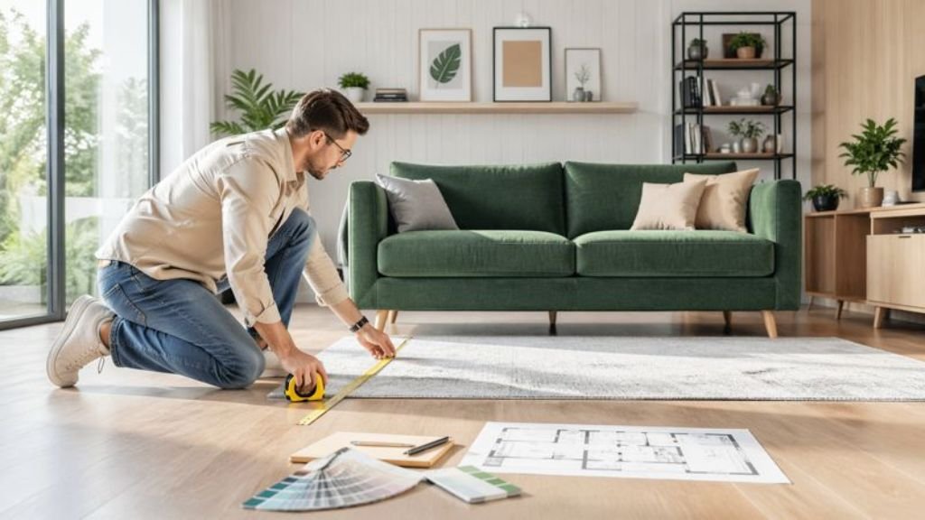 Measuring living room floor for new furniture layout
