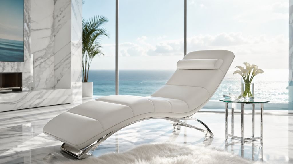 Premium white leather ergonomic seating with a sea view