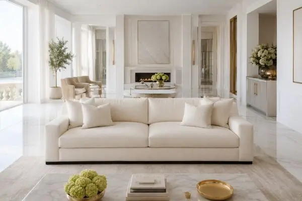 Fresh and spotless luxury living room interior