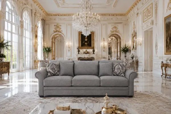Luxury seating in a bright royal mansion interior