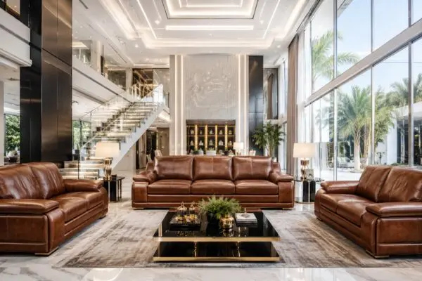 Durable and elegant premium luxury couches in a bright modern living room