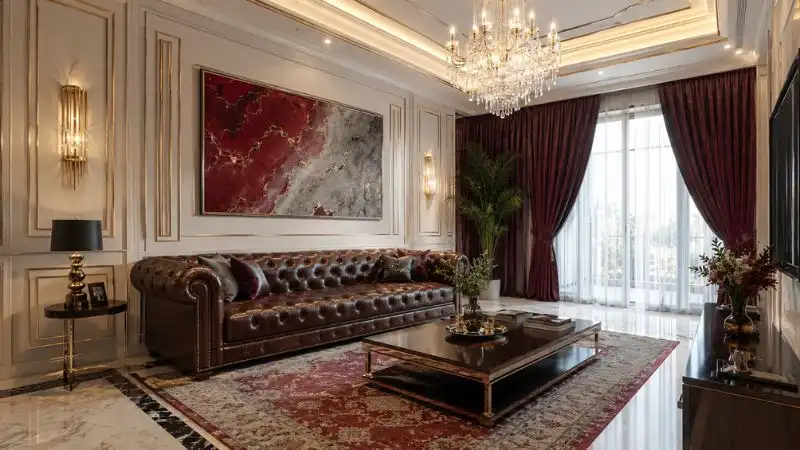 Elite leather sleeper sofa designs 2026 in luxury interior living room layout