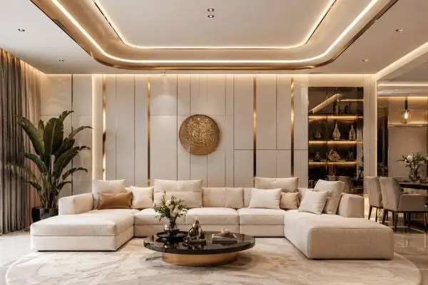 Comfortable light beige multi functional sofa lounge set
