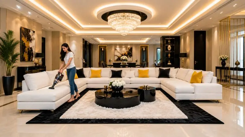 How to clean a couch properly in a modern luxury living room setup