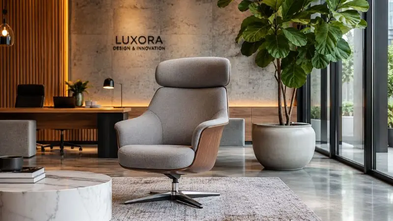 Modern office sofa chair design in a luxury corporate lounge workspace.