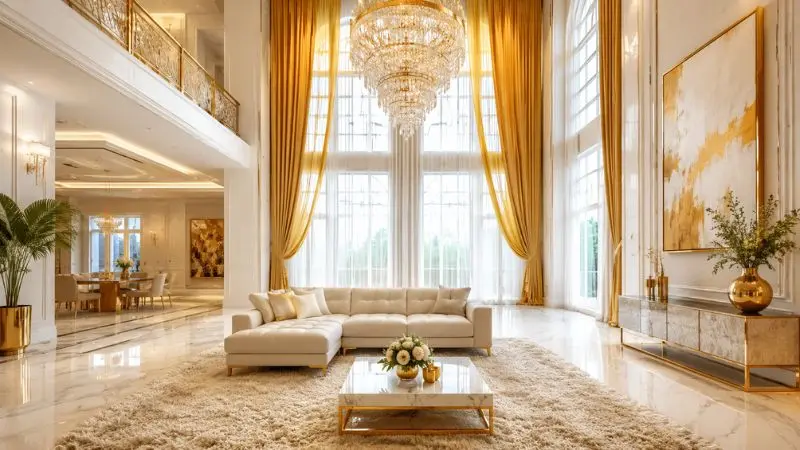 Modern small sectional sofa designs in a luxury living room setup.