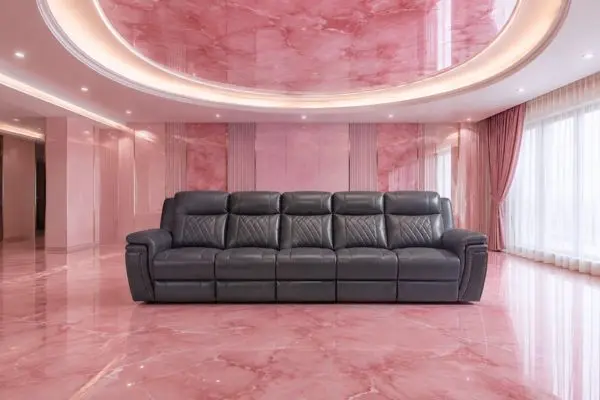 Modern charcoal grey seating setup and luxury pink room style inspiration
