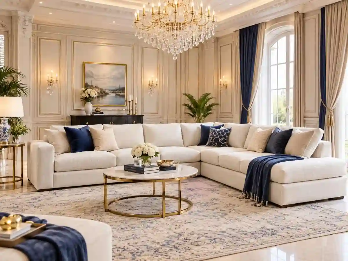 Cozy styled living room sofa