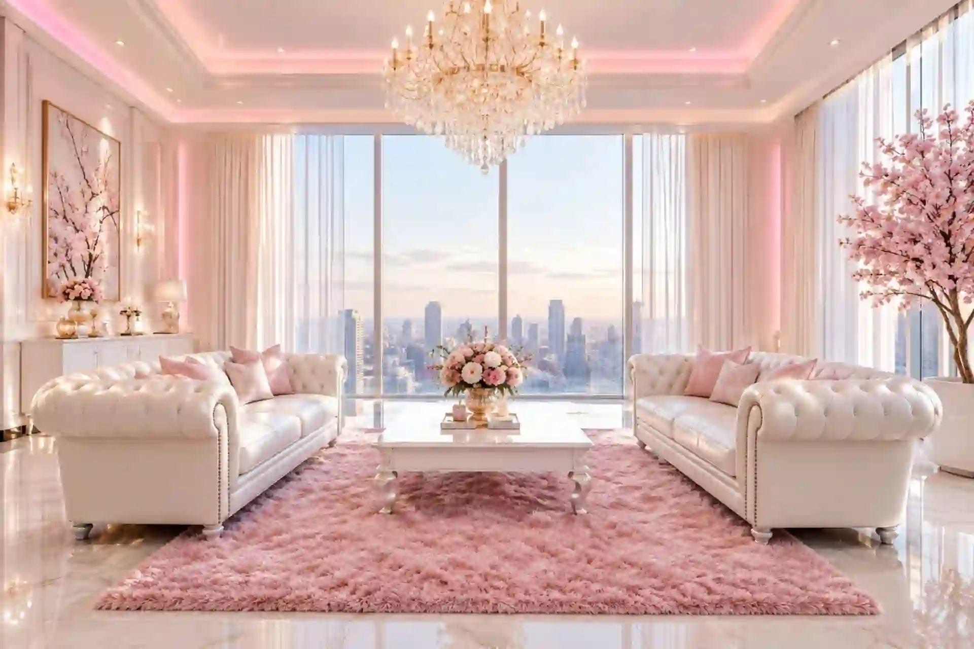 Conversation-focused living room sofa layout