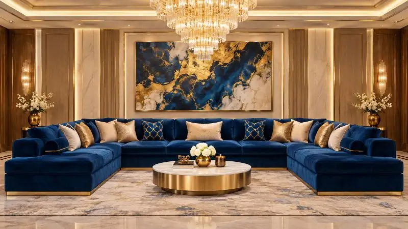 Royal blue sofa