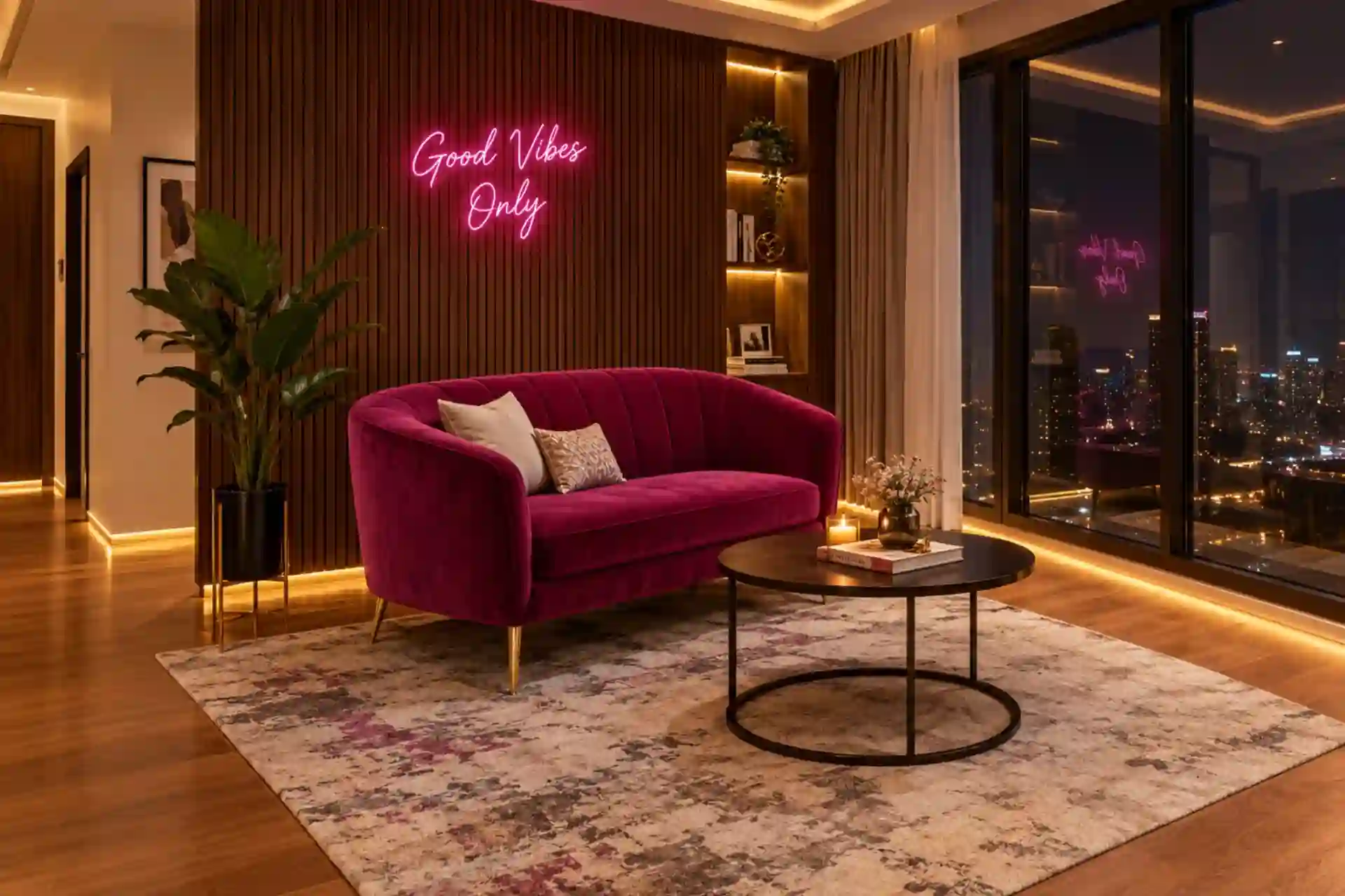 Small-space living room sofa layout