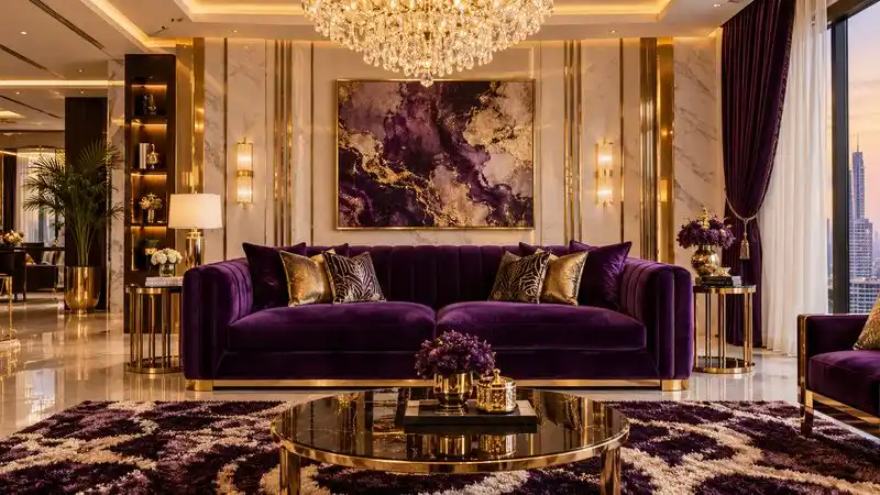 Plush velvet sofa in a jewel tone